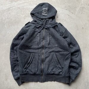 FOX RACING Sasquatch Fur Lined Jacket Full Zip Hoodie Grunge Y2K Men's L Black